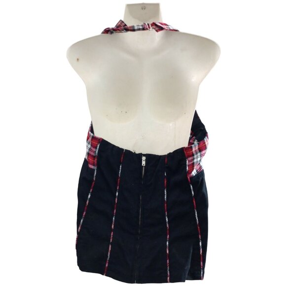 Tripp NYC Corset Halter Top Women's Plaid Red and Black Sz XL Y2K Zipper Goth - Picture 3 of 12